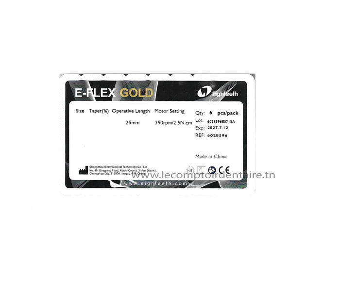 LIMES MECANISEE E-FLEX GOLD N°25/04 (PLAQUE DE 6 LIMES) - EIGHTEETH