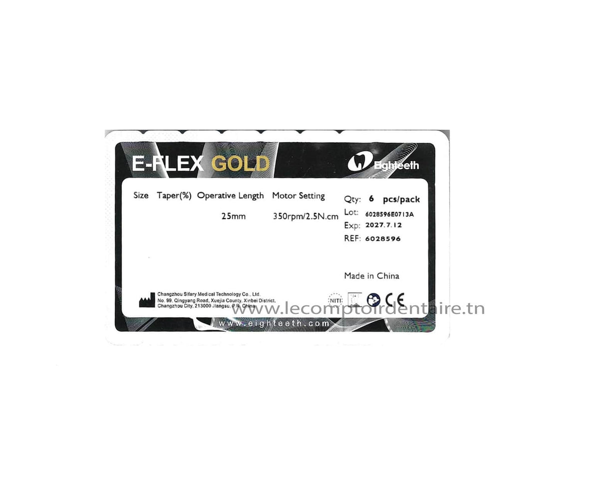LIMES MECANISEE E-FLEX GOLD N°25/06 (PLAQUE DE 6 LIMES) - EIGHTEETH - EIGHTEETH