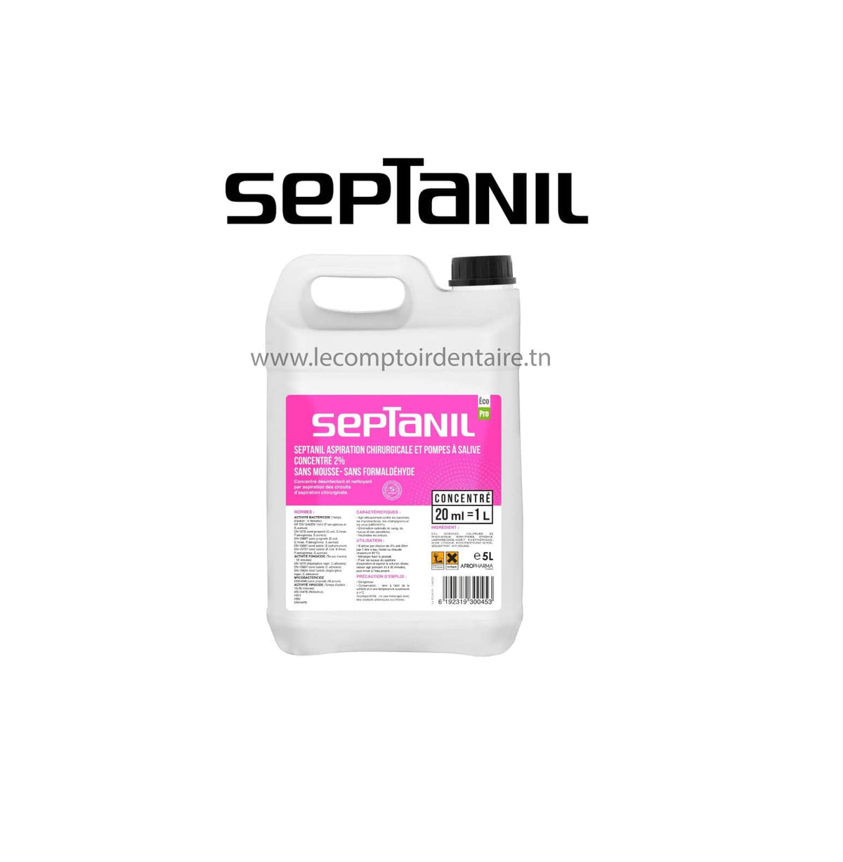 DESINFECTANT ASPIRATION CHIRURGICAL CONCENTRE 2% SANS MOUSSE SANS FORMALDEHYDE ECO PRO 5L - SEPTANIL - SEPTANIL