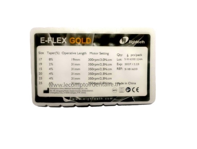 ASSORTIMENT DE LIMES MECANISEE E-FLEX GOLD 31 MM - EIGHTEETH - EIGHTEETH