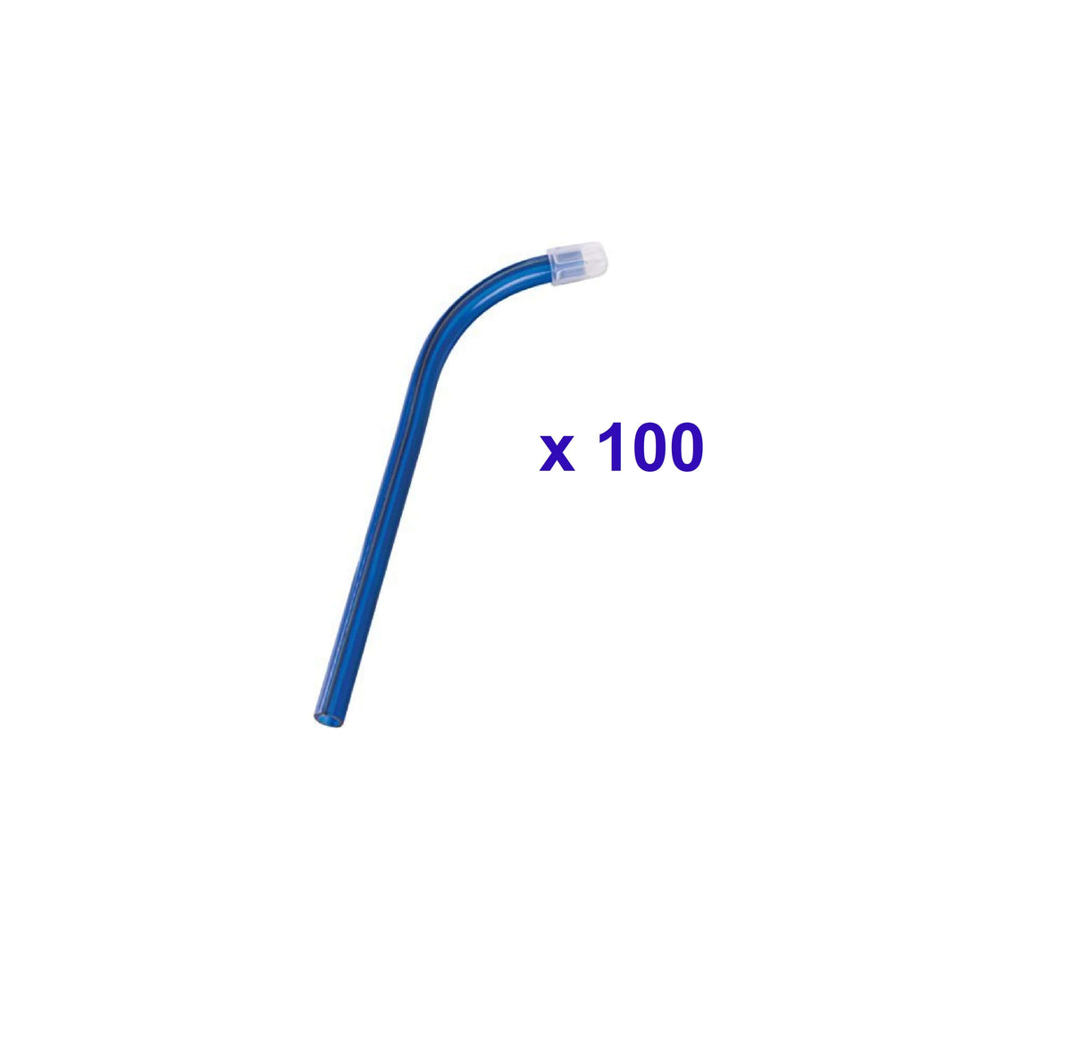 CANULES SALIVAIRE BLEU FONCE AVEC EMBOUT DETACHABLES (100PCS)