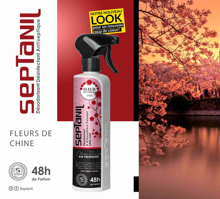 DESODORISANT D'ATMOSPHERE PUISSANT "FLEUR DE CHINE" 500mL SEPTANIL