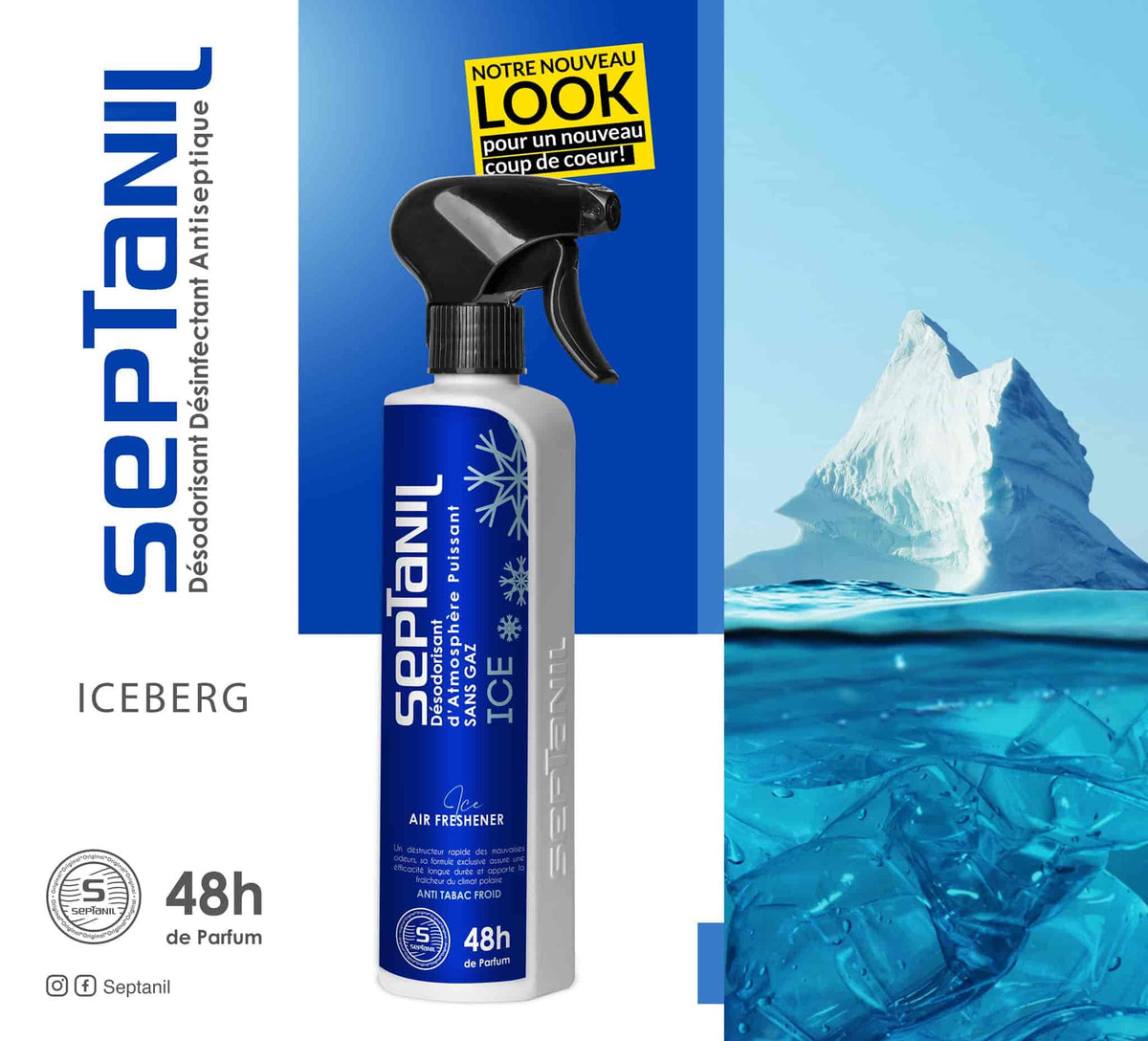 DESODORISANT D'ATMOSPHERE PUISSANT "ICE" 500mL SEPTANIL - SEPTANIL