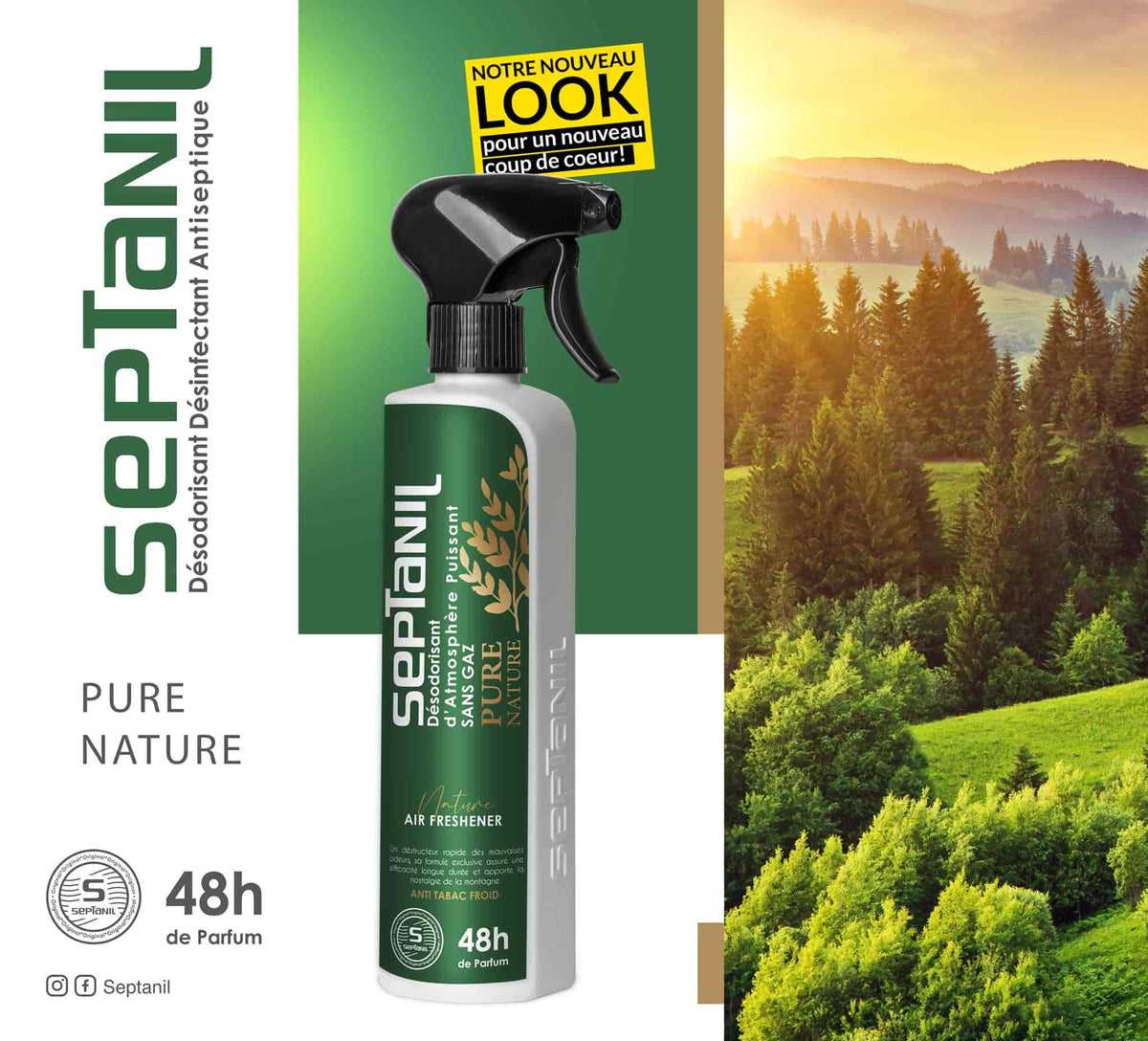 DESODORISANT D'ATMOSPHERE PUISSANT "PURE NATURE" 500mL SEPTANIL - SEPTANIL