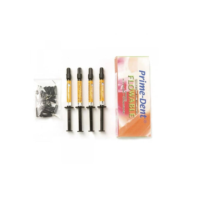KIT RESINE FLUIDE TEINTE 2 x A2 et 2 x A1 (4 SERINGUES de 2G) - PRIME DENTAL
