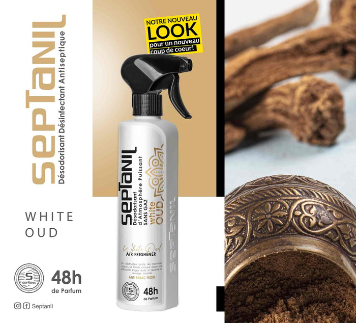 DESODORISANT D'ATMOSPHERE PUISSANT "WHITE OUD" 500mL SEPTANIL