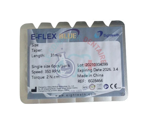 LIMES MECANISEE E-FLEX BLUE N°15/06 L31MM (PLAQUE DE 6 LIMES) - EIGHTEETH