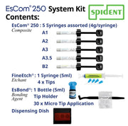 COFFRET RESINE COMPOSITE CHARGE EN SILICATE DE ZIRCONIUM 5 SERINGUES ESCOM 250 - SPIDENT - SPIDENT
