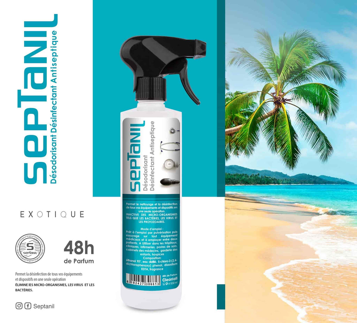 DESINFECTANT DESODORISANT ASEPTIQUE "EXOTIQUE" 500ML SEPTANIL - SEPTANIL