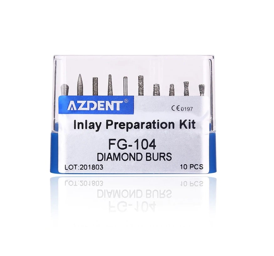 KIT DE 10 FRAISES DIAMANTEE FG-104 POUR PREPARATION INCRUSTATION - AZDENT