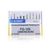 KIT DE 10 FRAISES DIAMANTEE FG-105 POUR POLISSAGE CERAMIQUE/COMPOSITE - AZDENT