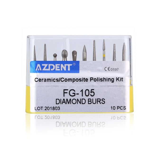 KIT DE 10 FRAISES DIAMANTEE FG-105 POUR POLISSAGE CERAMIQUE/COMPOSITE