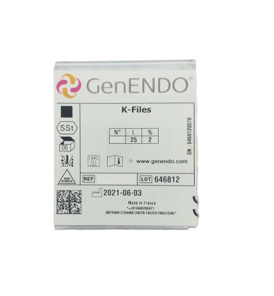 LIMES K FILES N°20 L 25MM (PLAQUE DE 6) - GENENDO - MICRO MEGA