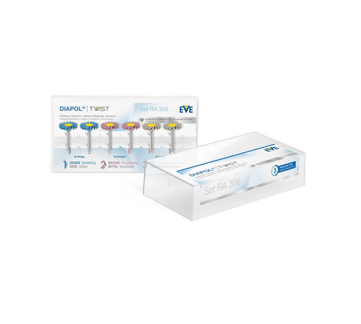 KIT DE POLISSAGE (CERAMIQUE, DISILICATE DE LITHIUM ET ZIRCONE) DIAPOL TWIST RA 306 - EVE - EVE