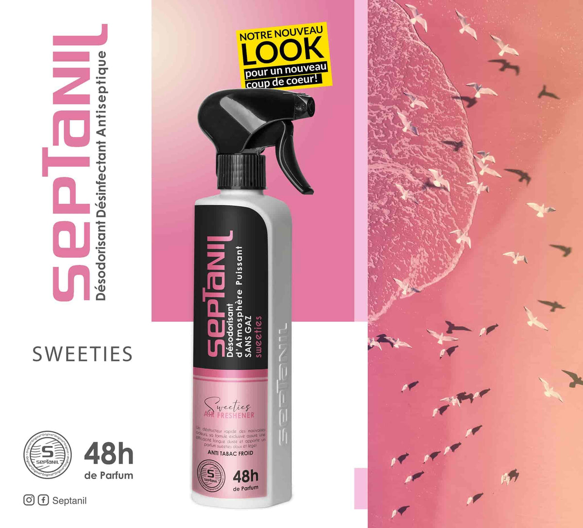 DESODORISANT D'ATMOSPHERE PUISSANT "SWEETIES" 500mL SEPTANIL - SEPTANIL