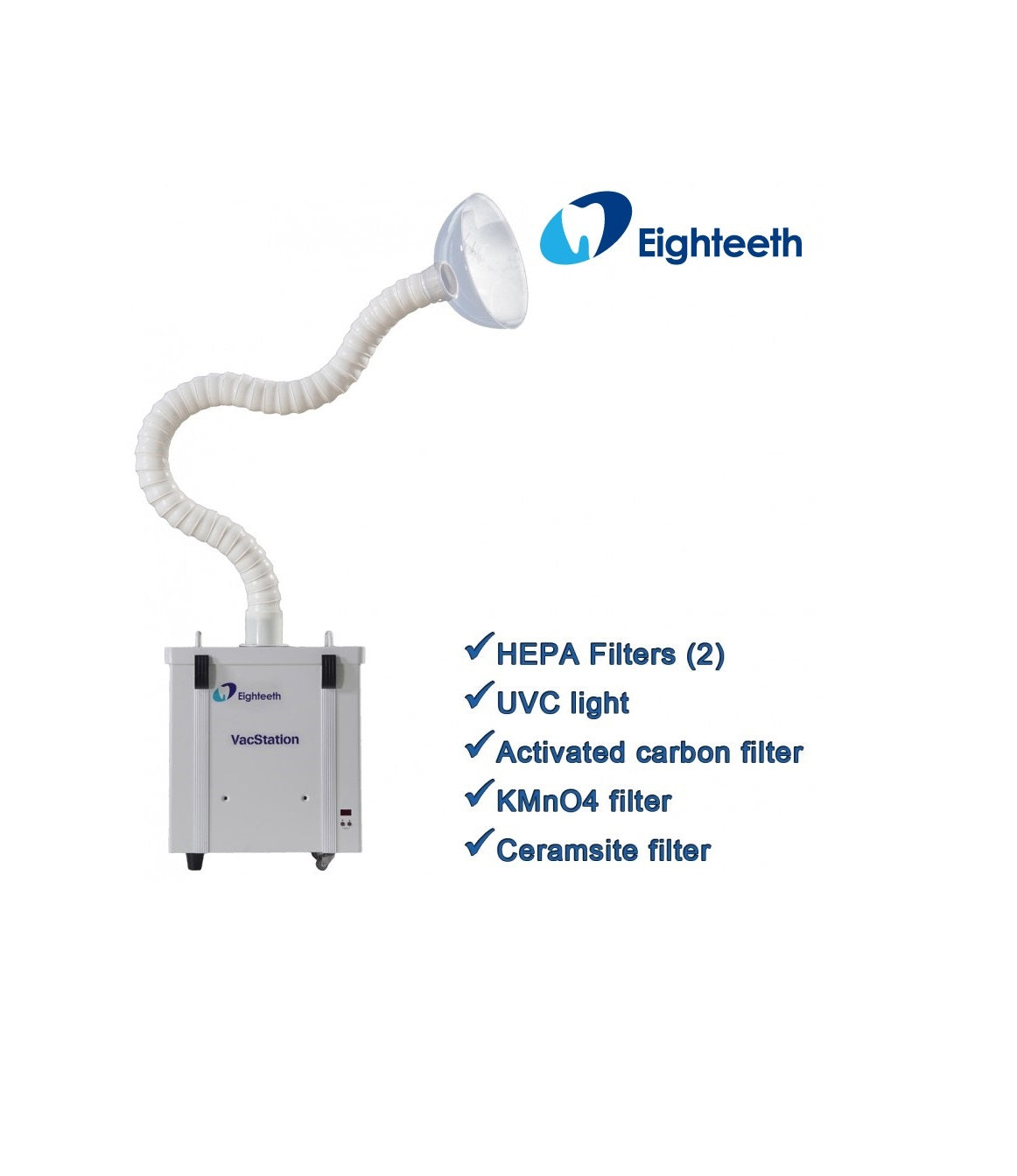 VACSTATION EXTRAORAL DENTAL VACUUM SYSTEM+10HIGH BIBER COTTON+1HEPA FILTER - EIGHTEETH